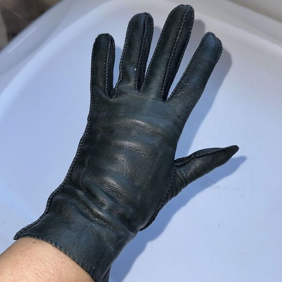 Vintage black deerskin gloves - size 7 - Picture 4 of 6
